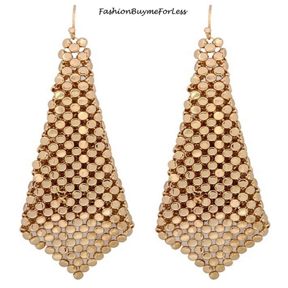 BOHO RETRO GOLD Chainmail Sheets Dangling Earrings